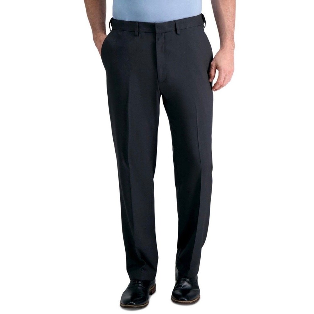$70 NEW HAGGAR Mens 38x32 Charcoal Gray Classic Fit Soft Dress Pants/Slacks